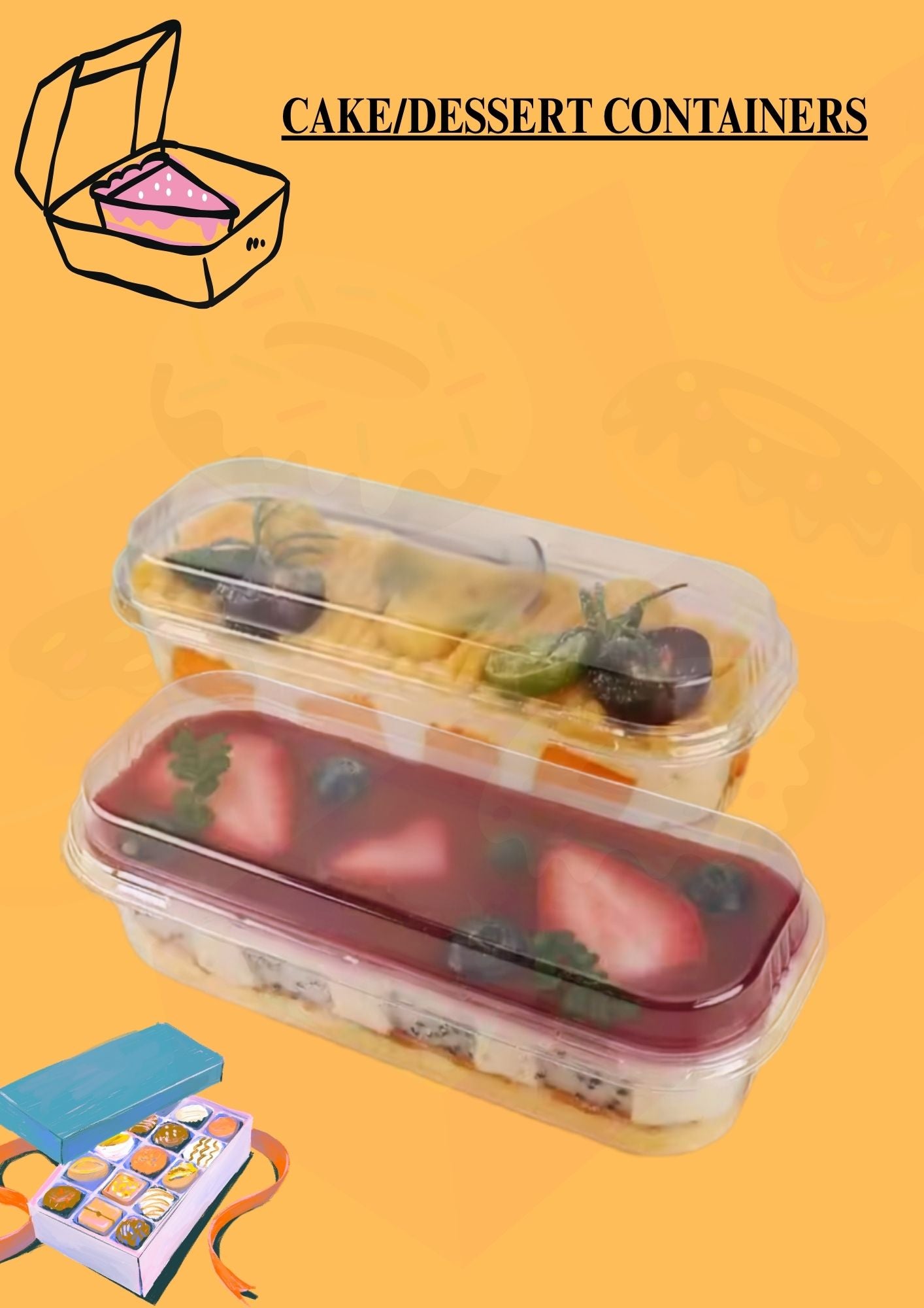 Dessert/Cake Box – Clear, Lightweight Bakery Packaging (20 pcs)