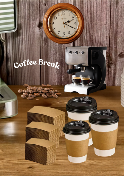 Paper Kraft Corrugated Coffee Sleeves – Hot Cup Insulator