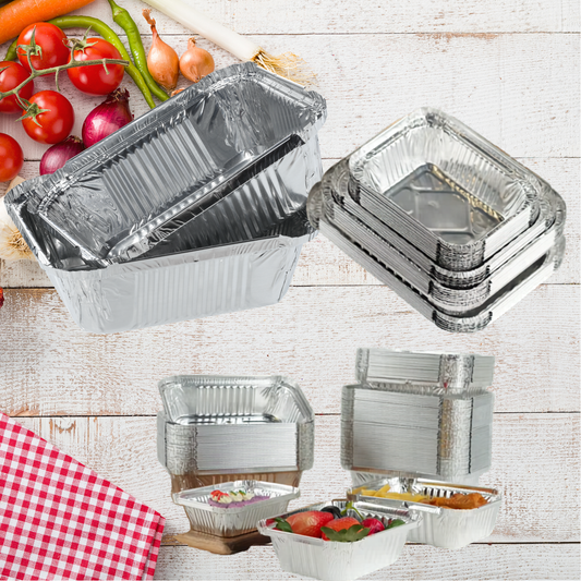 Disposable Aluminum Foil Trays for Baking, Grilling & Air Fryers – High‑Heat Tin Foil Pans (230ml–700ml)