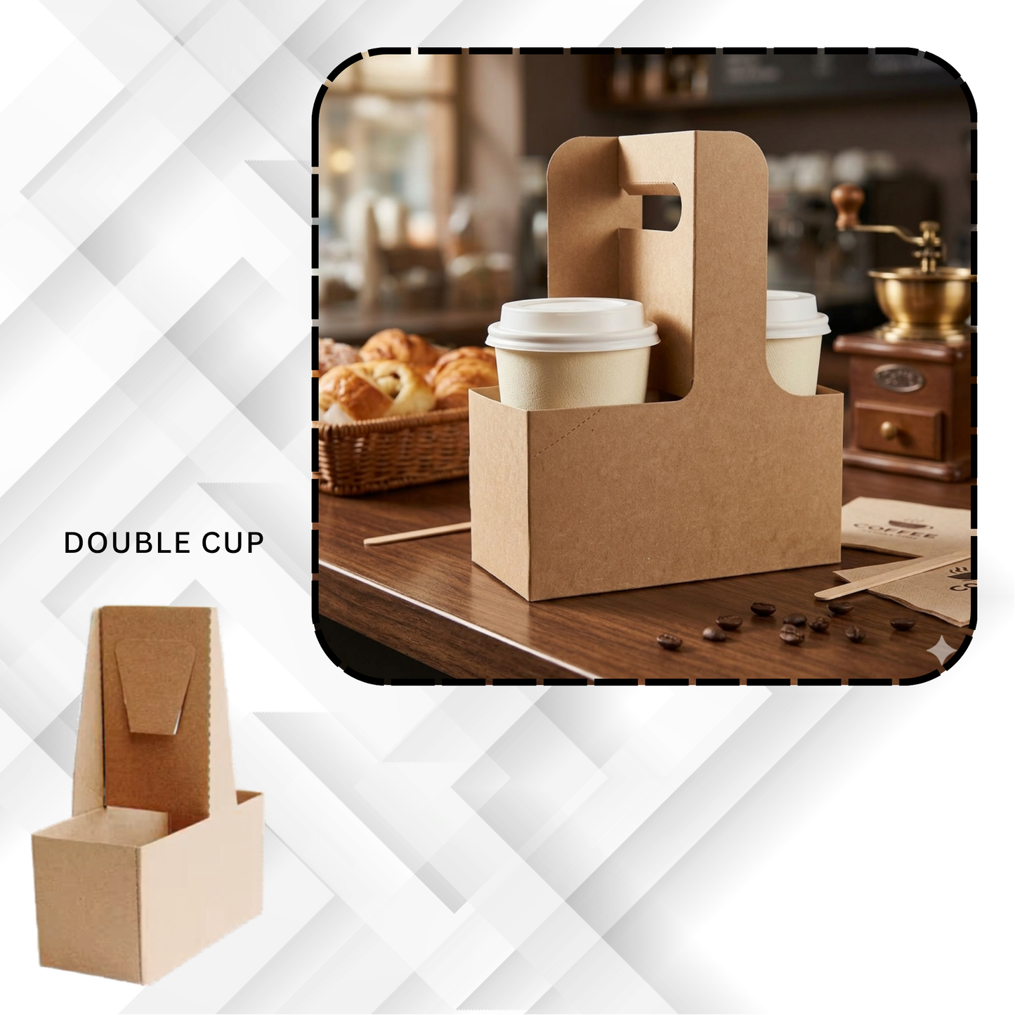 Kraft Paper Drink Carriers (Single, Double & Quad Cup)