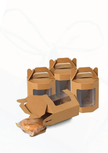 Kraft Window Octagonal Boxes with Handle – Eco‑Friendly Bakery General Packaging
