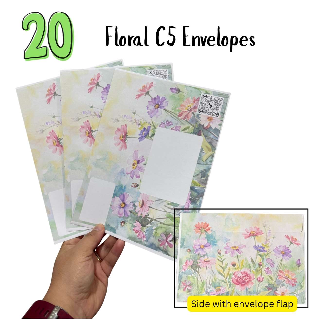 Floral C5 Envelopes Collection 1 – Premium Decorative Envelopes for Letters, Invitations, Gifting, Happy Mail