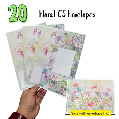 Floral C5 Envelopes Collection 1 – Premium Decorative Envelopes for Letters, Invitations, Gifting, Happy Mail