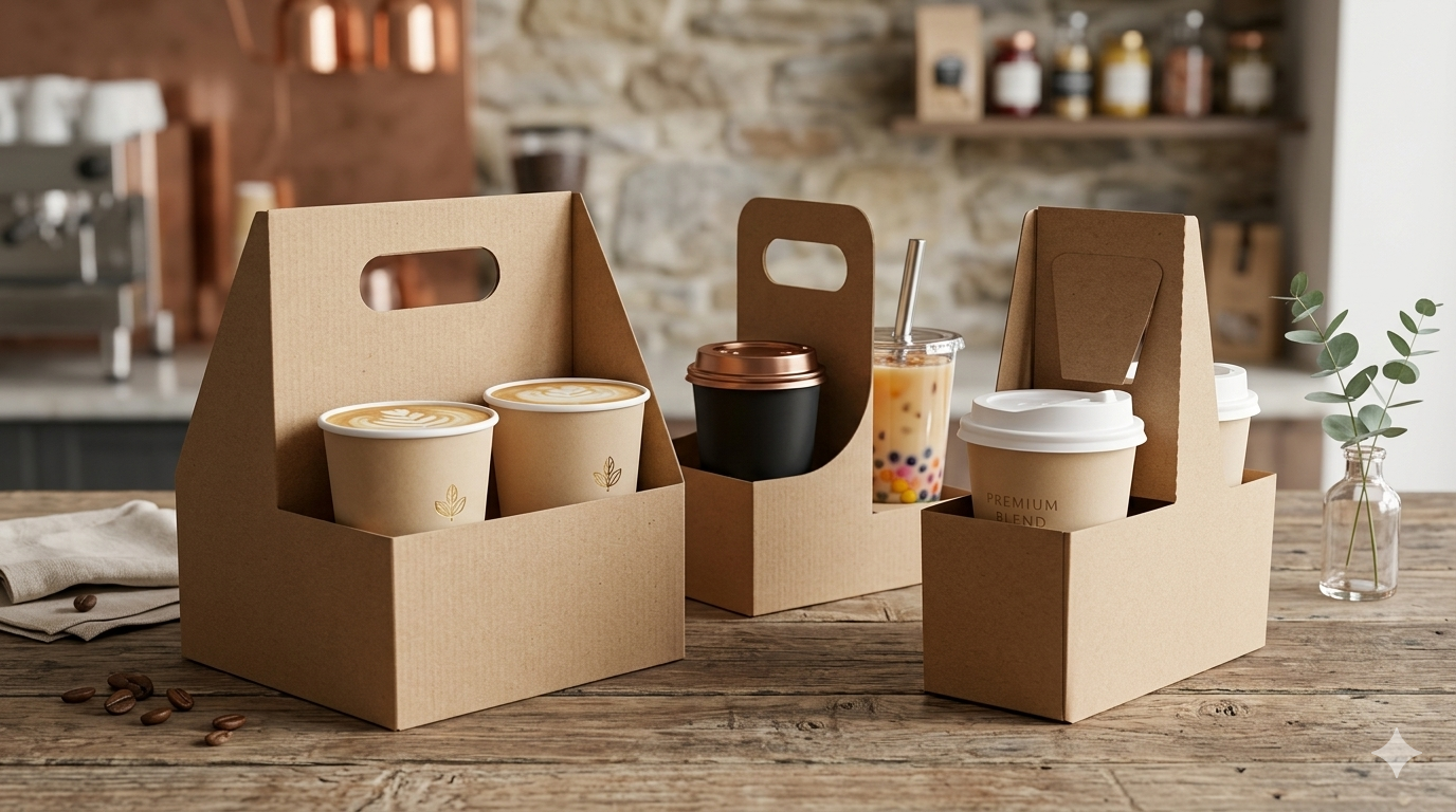 Kraft Paper Drink Carriers (Single, Double & Quad Cup)