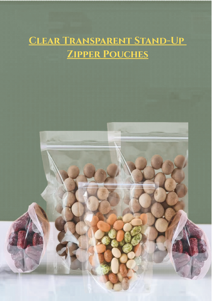 Stand-up Transparent Clear Zipper Pouches Food-grade