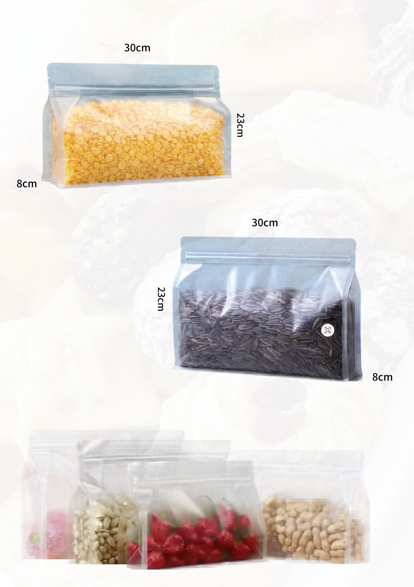 Stand-up Frosted Food Storage Bag Flat Bottom