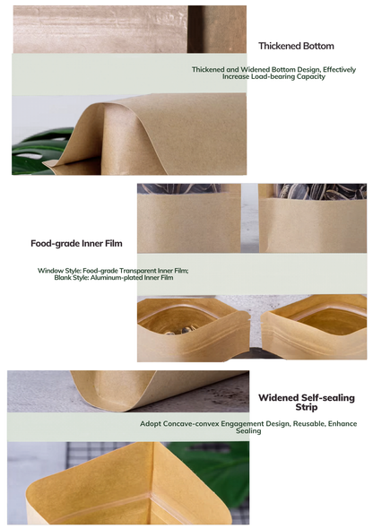 Stand-up Waterproof Kraft Takeaway Bag