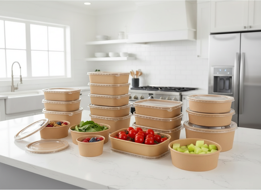Oblong Kraft Paper Food Container (with lid)