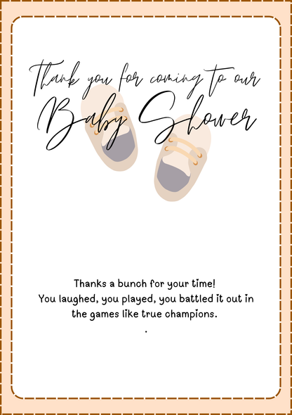 Baby Shower Game & Stationery Set, Predictions, Crossword And Thank You Cards