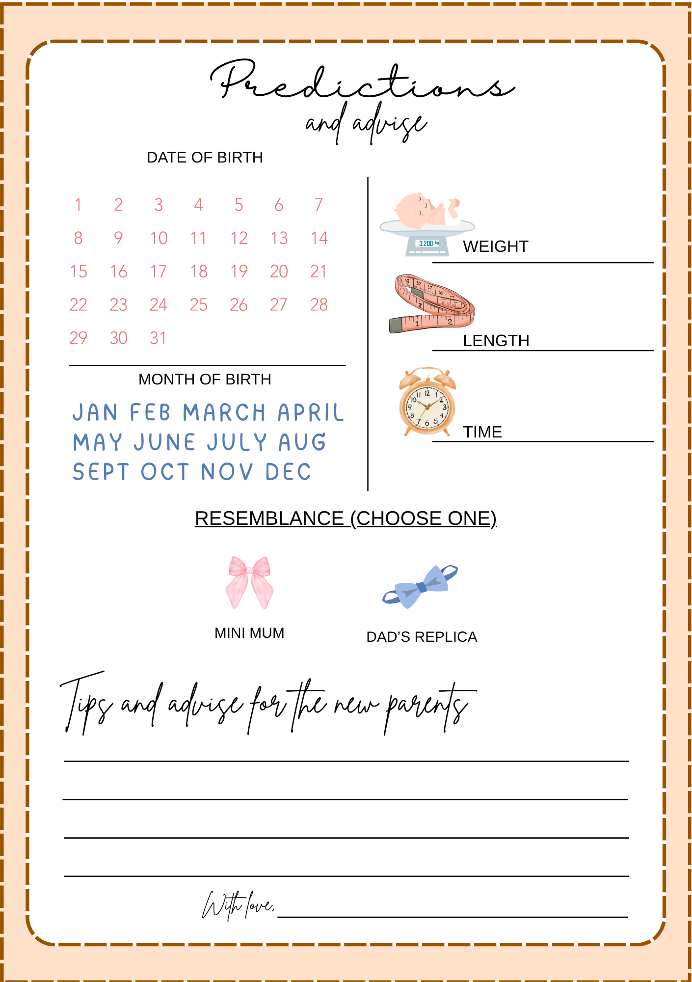 Baby Shower Game & Stationery Set, Predictions, Crossword And Thank You Cards