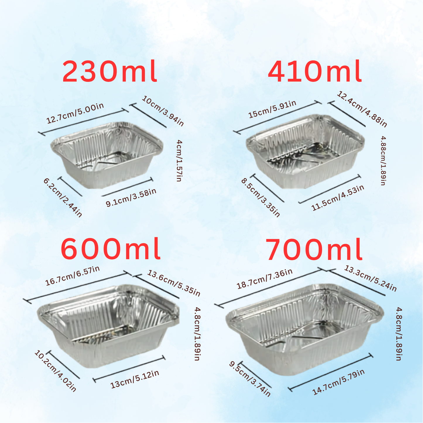 Disposable Aluminum Foil Trays for Baking, Grilling & Air Fryers – High‑Heat Tin Foil Pans (230ml–700ml)