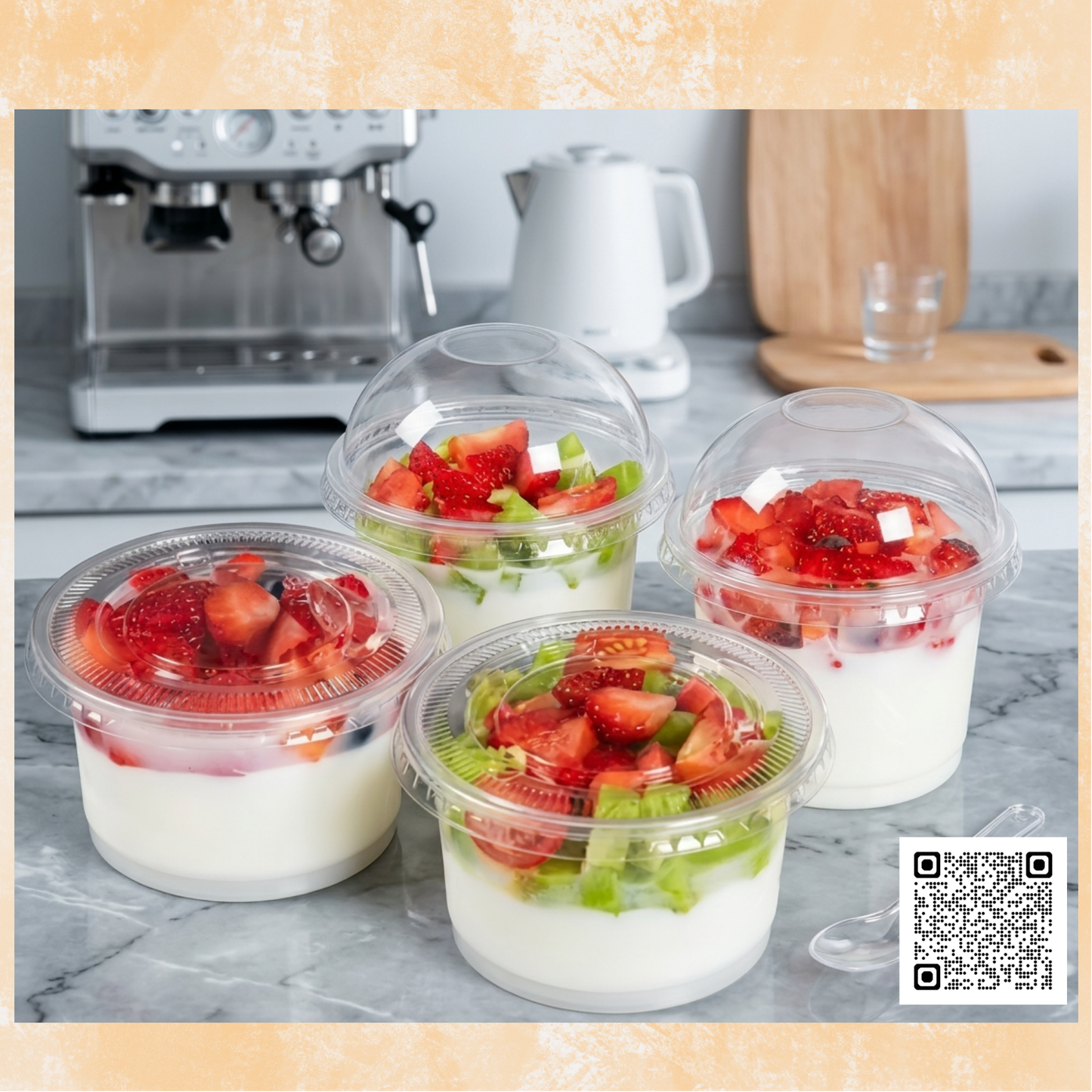 Clear Plastic Dessert Cups with Dome Lids and Flat Lids