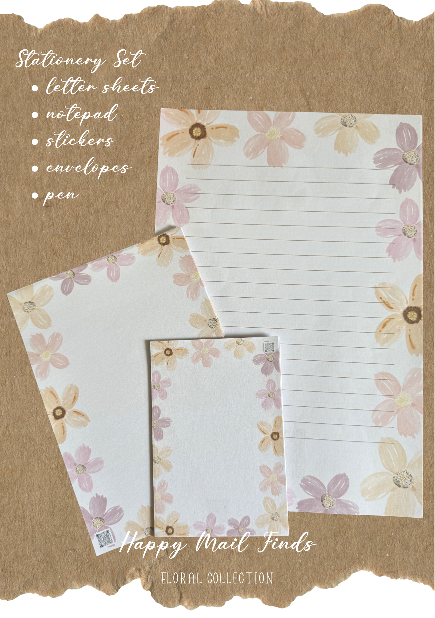 Pastel Daisy Letter Writing Set | Floral Stationery Paper for Penpals, Happy Mail or Journaling