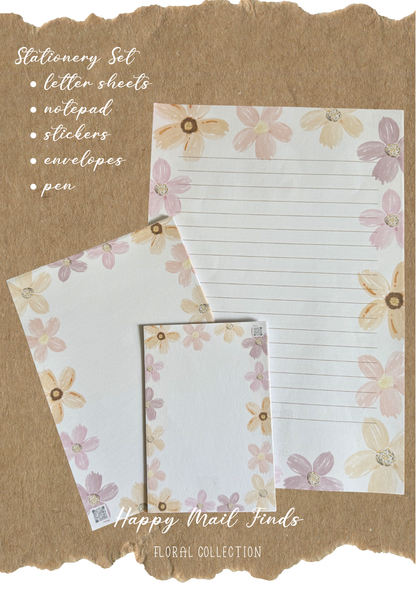 Pastel Daisy Letter Writing Set | Floral Stationery Paper for Penpals, Happy Mail or Journaling