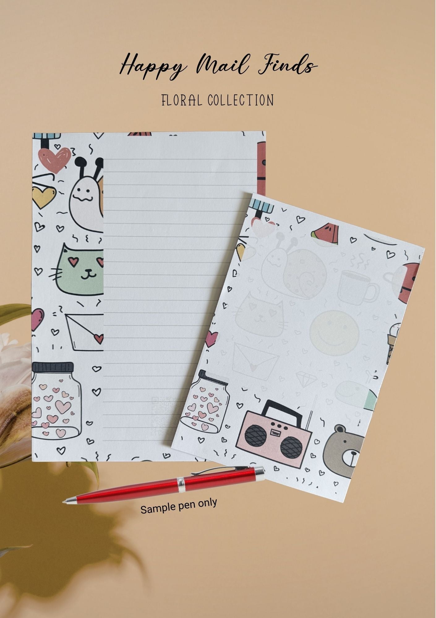 Cute Doodle Stationery Set | Letter Writing Paper & Notepad | Happy Mail Finds Collection | Penpal Gift Set