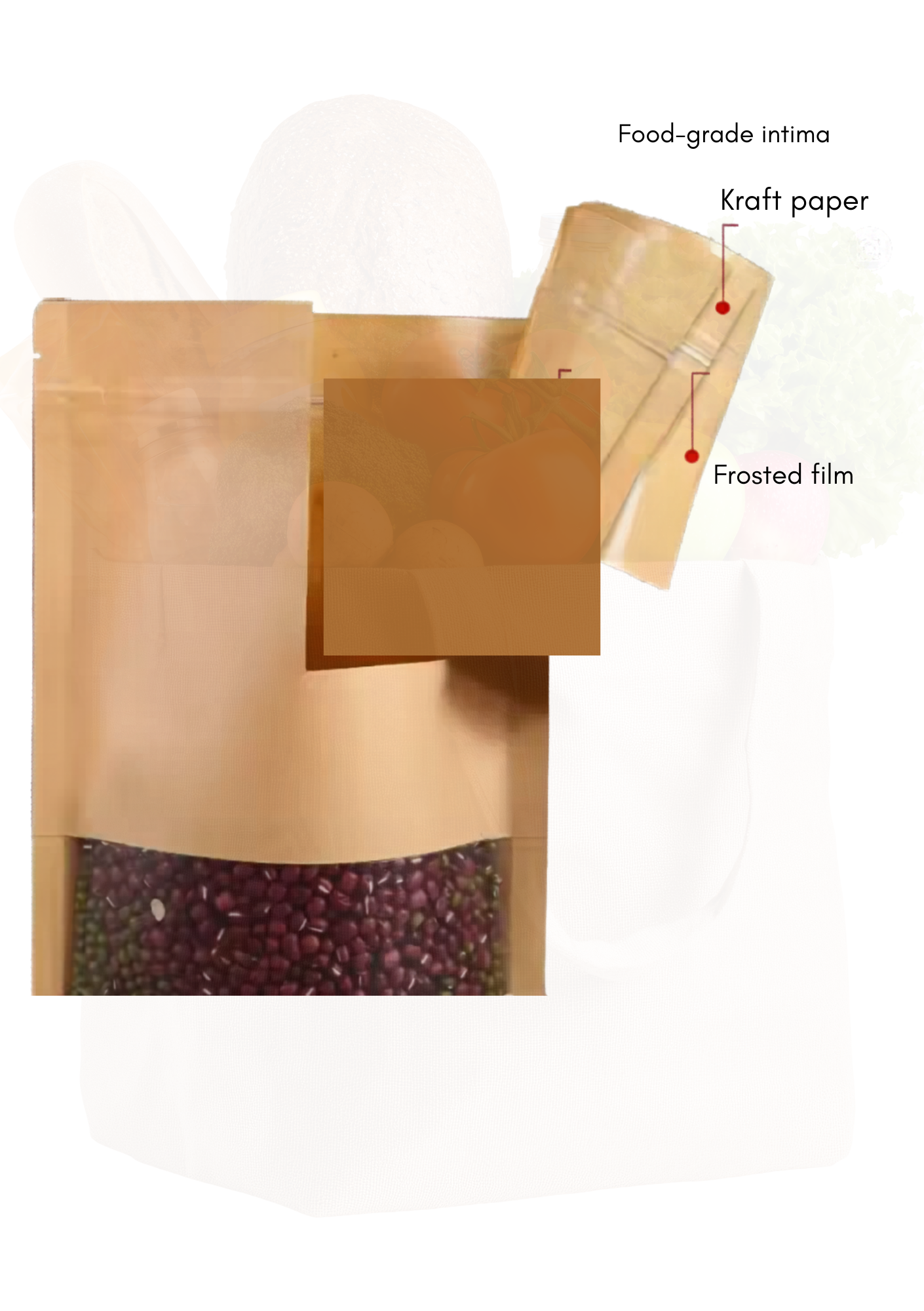 Stand-up Waterproof Kraft Takeaway Bag